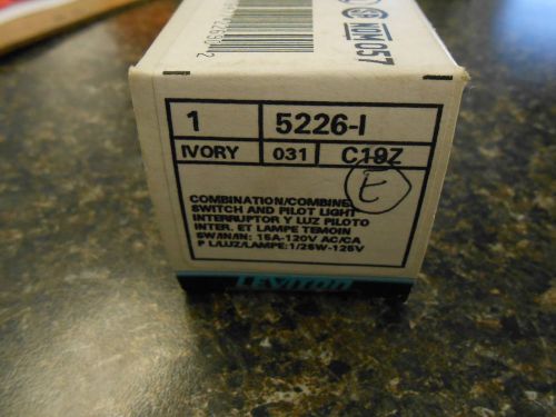 LEVITON 5226I COMBINATION SWITCH &amp; PILOT LIGHT 15 AMP 120 VOLT IVORY