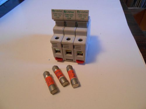 LITTELFUSE LPSM003 Fuse Holder, 600V AC/DC, 30Amp w/fuses ATQR-20 Used