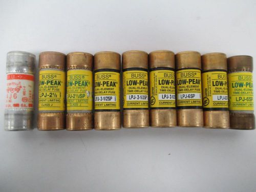 LOT 9 NEW BUSSMANN ASSORTED LPJ-2-1/2 LPJ2-1/2SP LPJ-6SP A4J6 GOULD FUSE D318467