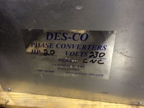 Rotary Phase Converter - 20 HP - CNC Grade, DES CO