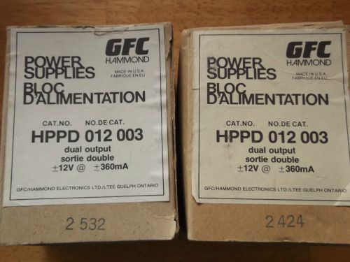 +12 -12 +360MA -360MA DUAL POWER SUPPLY HAMMOND 120VAC IN QTY 1