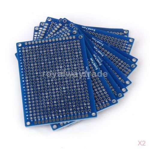 2x 10pcs Double Side Prototype PCB Panel Tinned Universal Hole Breadboard 5x7cm