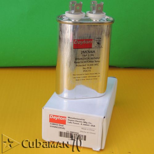 Motor run capacitor 7.5 mfd 370 v oval electric  hvac vac volts 7.5 uf 5% poc7.5 for sale