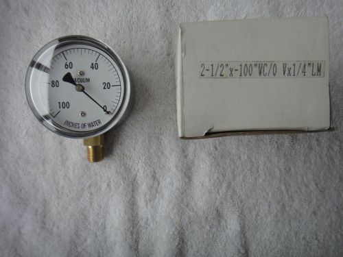 Nib 2 1/2&#034; pressure gage 100&#034; wc    2-1/2&#034;x-100&#034;wc/0 vx1/4&#034;lm for sale