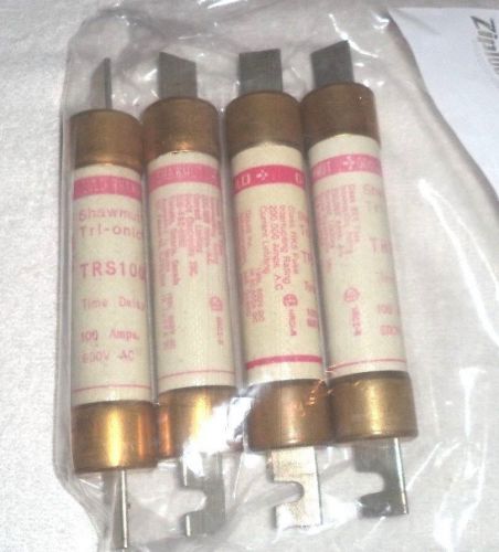 SHAWMUT TRI-ONIC TRS100R TIME DELAY / 100 AMP / 600 V / LOT OF 4 FUSES