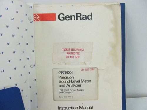 General radio model 1933 precision sound-level meter&amp;analyzer instruction manual for sale