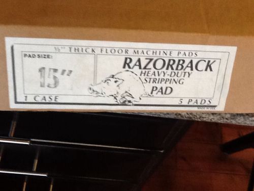 Box of 5  15&#034; black 1/2&#034; thick floor machine stripping pads black for sale