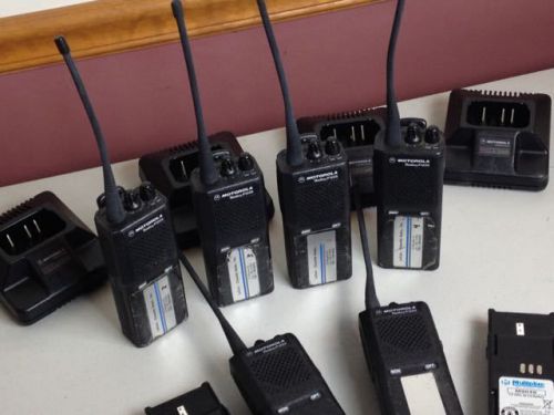 Six motorola radios (walkie talkies) with chargers for sale