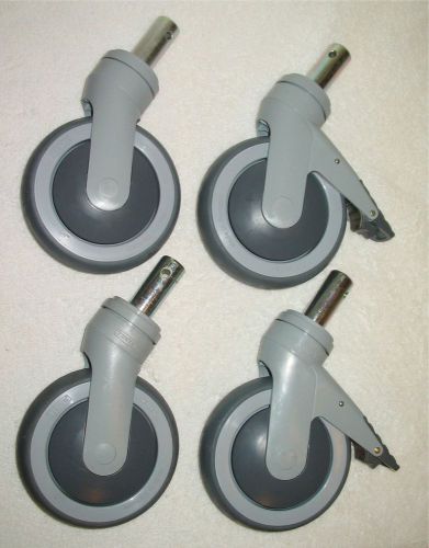 Set of 4 tente® hospital grade swivel casters, 2 w/locking brake 5” wheel - new for sale