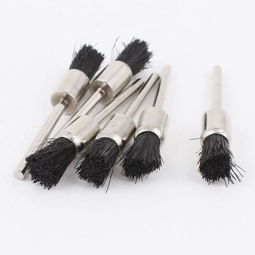 6 Pcs Straight Shank Black Bristle Pen Brush Polishing Buffing Polisher Tool