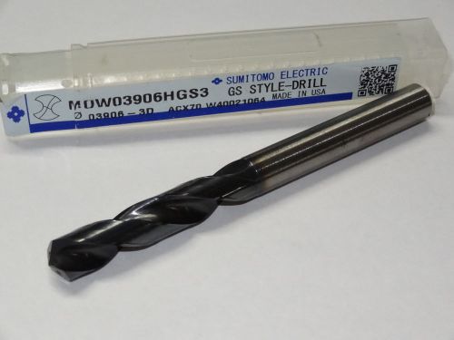 SUMITOMO 25/64&#034; .3906&#034; 3XD Solid Carbide Oil Coolant-Thru Stub Length GS-Drill