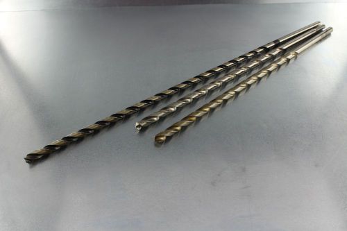 Extra length hss straight shank twist drills 15/32&#034;, 7/16&#034; &amp; 1/2&#034; ptd for sale