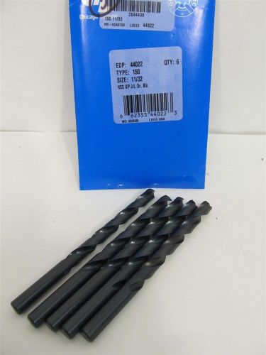 Chicago-Latrobe Series 150, 44022, 11/32&#034; HSS, Jobber Length Drill Bits - 5 each