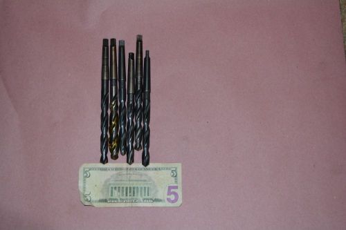 LOT 6 MORSE # 1 TAPER SHANK DRILLS BIT 15/32&#034;