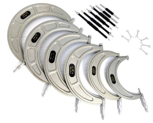 OutsideMicrometers 6-12x0.0001&#034; 6pc Set 0-2&#034; Dial Indicator MachinistTool