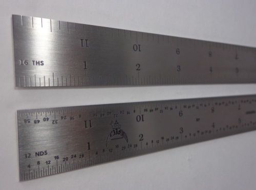 USA PEC 12&#034; Rigid Stainless Steel 4R Machinist ruler/rule 1/64, 1/32, 1/8 1/16