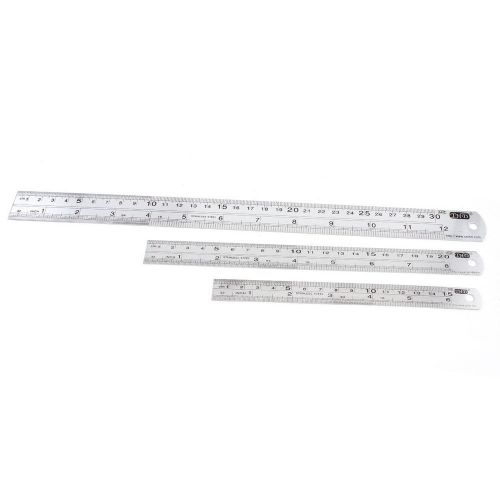 3 in 1 Stainless Steel 150mm 200mm 300mm Metric Measuring Straight Ruler