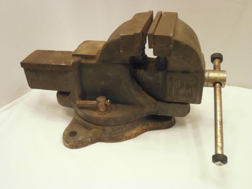 Vintage Large Cast Iron Swivel Base Vise - 5&#034; Jaw