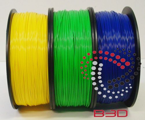 1.75 mm filament 4 3d printer. abs yellow, green and blue bundle spools for sale