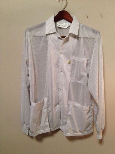 Desco Statshield, Smock, Large, Waist length, White, 3 pocket, elastic cuff