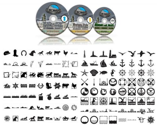 3 disc cnc vector clip art collection plasma / laser / router / vinyl eps &amp; dxf for sale