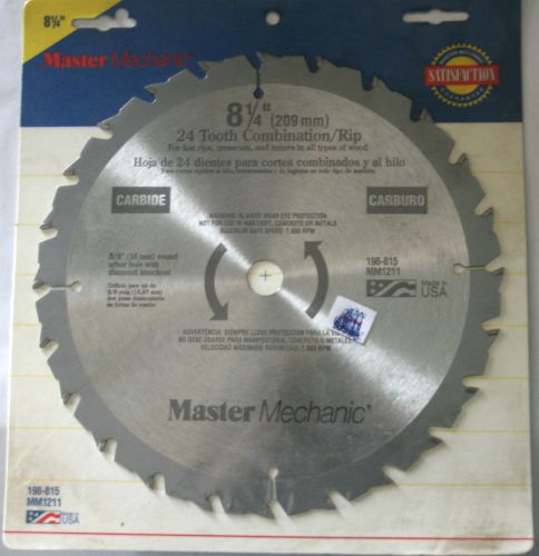 Master mechanic 8 1/4&#034; 24 tooth combination/rip carbide wood saw blade for sale
