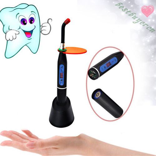 2015~Dental 5W Wireless Cordless LED Curing Light Lamp 1500mw - BLACK Hood