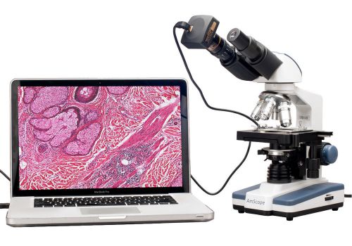 40X-2000X LED Binocular Digital Compound Microscope w 3D Stage and 9MP Camera