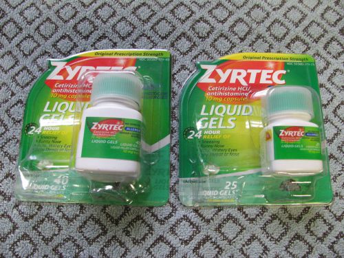 (65) NEW ZYRTEC Liquid Gels 24 HOUR RELIEF Allergy Sinus Asthma FREE SHIP