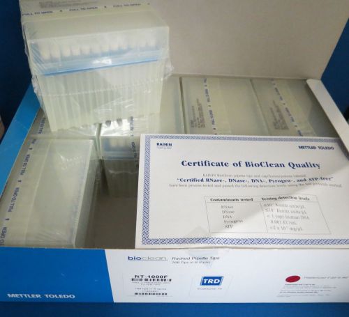 Rainin rt-1000f 1000ul presterilized pipette pipet tips 8 racks/ 768 for sale