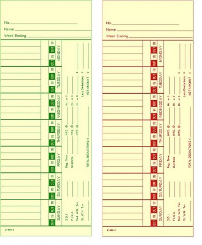 Time card acroprint 125 bi-weekly left side print timecard l1400-2 box of 1000 for sale