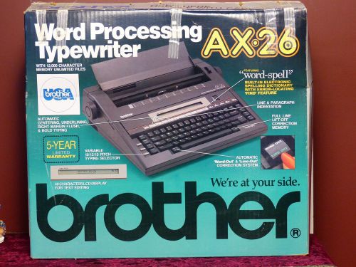 NEW BROTHER Electronic Typewriter &amp; Word Processor AX-26 in Box Vintage Cover