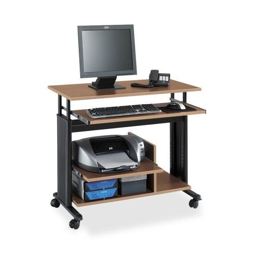 Safco 1927MO Mini-Tower Workstation 35-1/2inx22inx29in-34in Medium Oak/Black