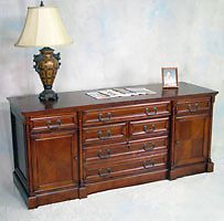 Dark cherry executive office computer desk credenza for sale