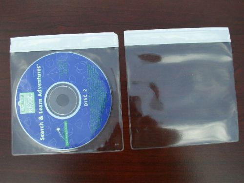 200 New 5&#034; Vinyl CD DVD Sleeve w/Adhesive V2, Sale!