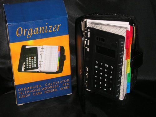 Nib black organizer, calculator, telephone/address, pen credit card holder more! for sale