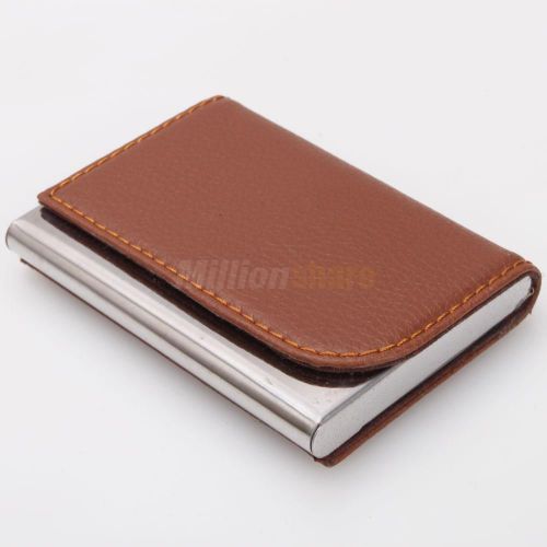 New Metal Cardcase Leather Business Horizontal Design Card Holder