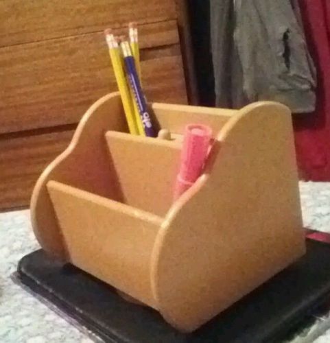 Lazy susan pen and pencil organizer with 2 compartments