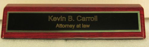 DESK NAME PLATE ROSEWOOD PIANO FINISH FELT BOTTOM GIFT BOX SHIPPED TWO DAY MAIL