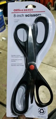 NEW OFFICE DEPOT 458-612 8&#034; SCISSORS STRAIGHT HANDLES BLACK (4)total of 2 PACKS