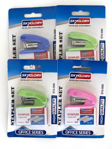 4 x Mini Staplers with 1000 24/6 Staples