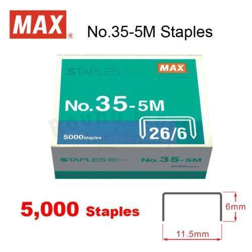 Pack of 3 max staples no.35-5m (26/6) 15000pcs *3 boxs for stapler for sale