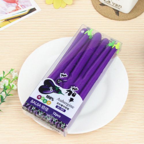 12pcs Black Ink Vegetable Gel Pen Sets Stationery 0.38mm kids Students Gifts MG