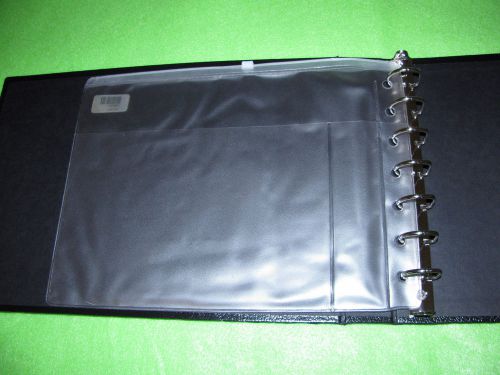 *7 ring 3 on a page business checkbook binder vinyl pouch office padded black for sale