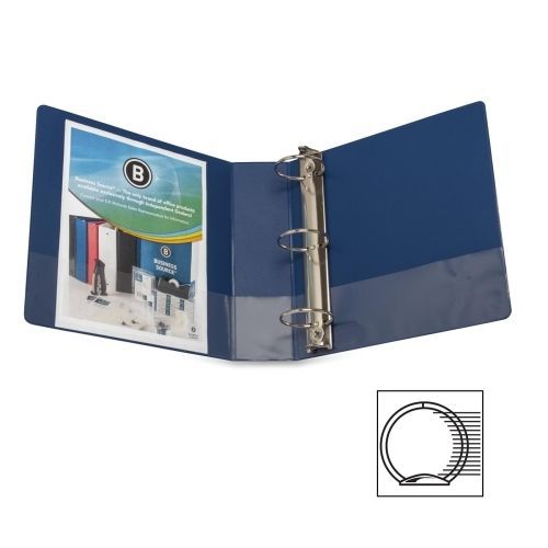 Business Source Round Ring Binder - 3&#034; - Vinyl - Dark Blue - 1 Ea- BSN28661