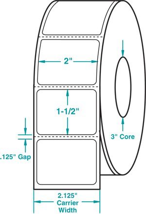 THERMAL TRANFER LABEL 2&#034;x1-1/2&#034;x8rolls 30,400 Labels