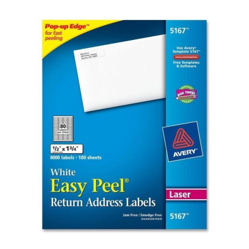 Avery dennison 5167 8000 labels 0 1/2 x 1-3/4 for sale