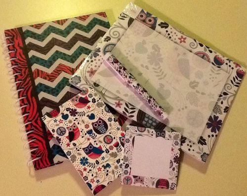 Gift Set ~Zig Zag Journal Owl Mousepad/Notepad Sticky Notes Pen &amp; Mini Notebook