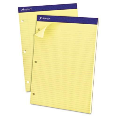 Ampad 20246 Evidence Dual Rule Narrow/margin Pad, 8-1/2 X 11-3/4, Canary, 100