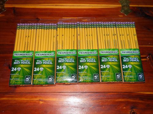 6 Ticonderoga The World&#039;s Best Pencil 24 #2 Pencils Each Latex Free Erasers NIP!